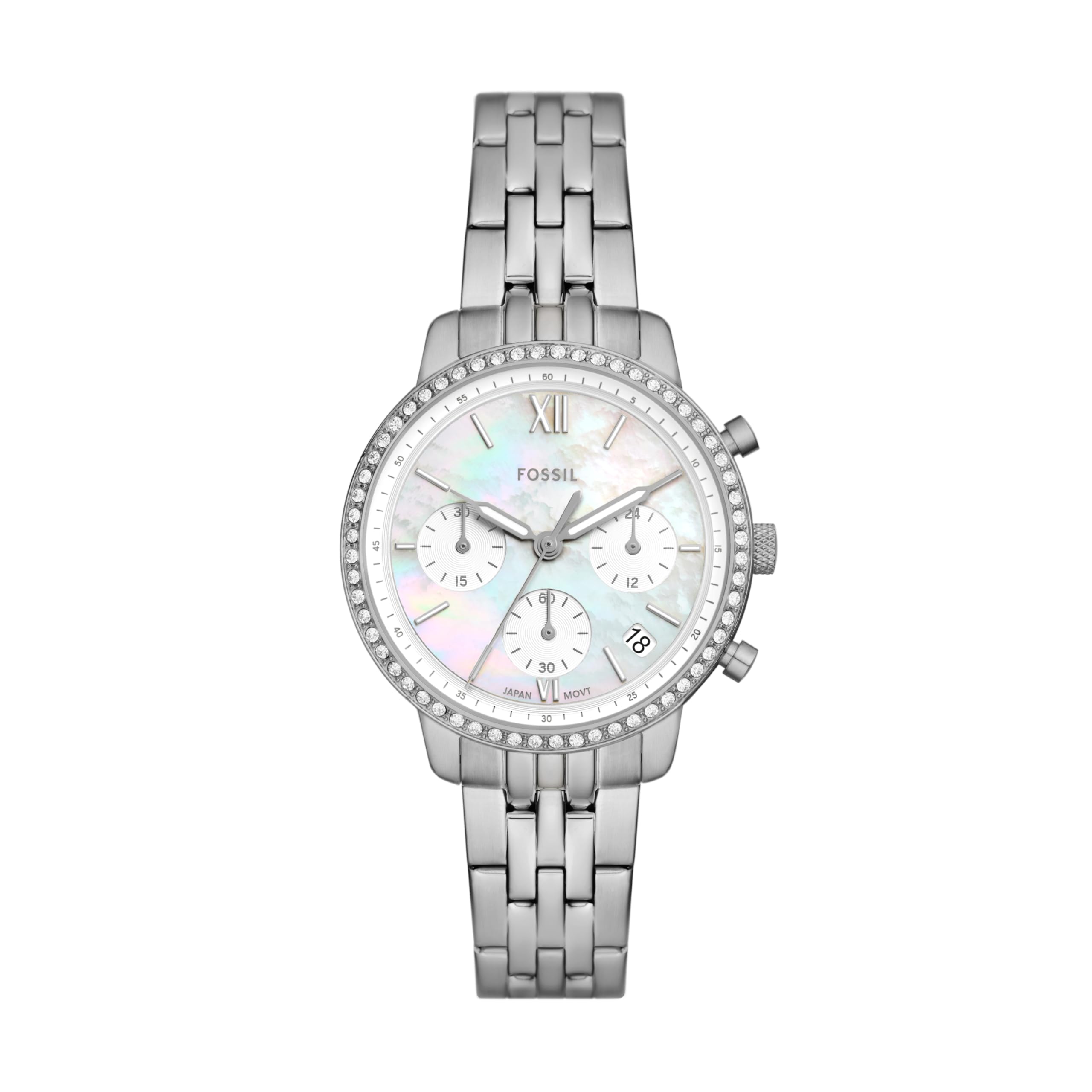 Fossil Women's Neutra Chronograph Silver Stainless Steel Bracelet Watch (Model: ES5357)
