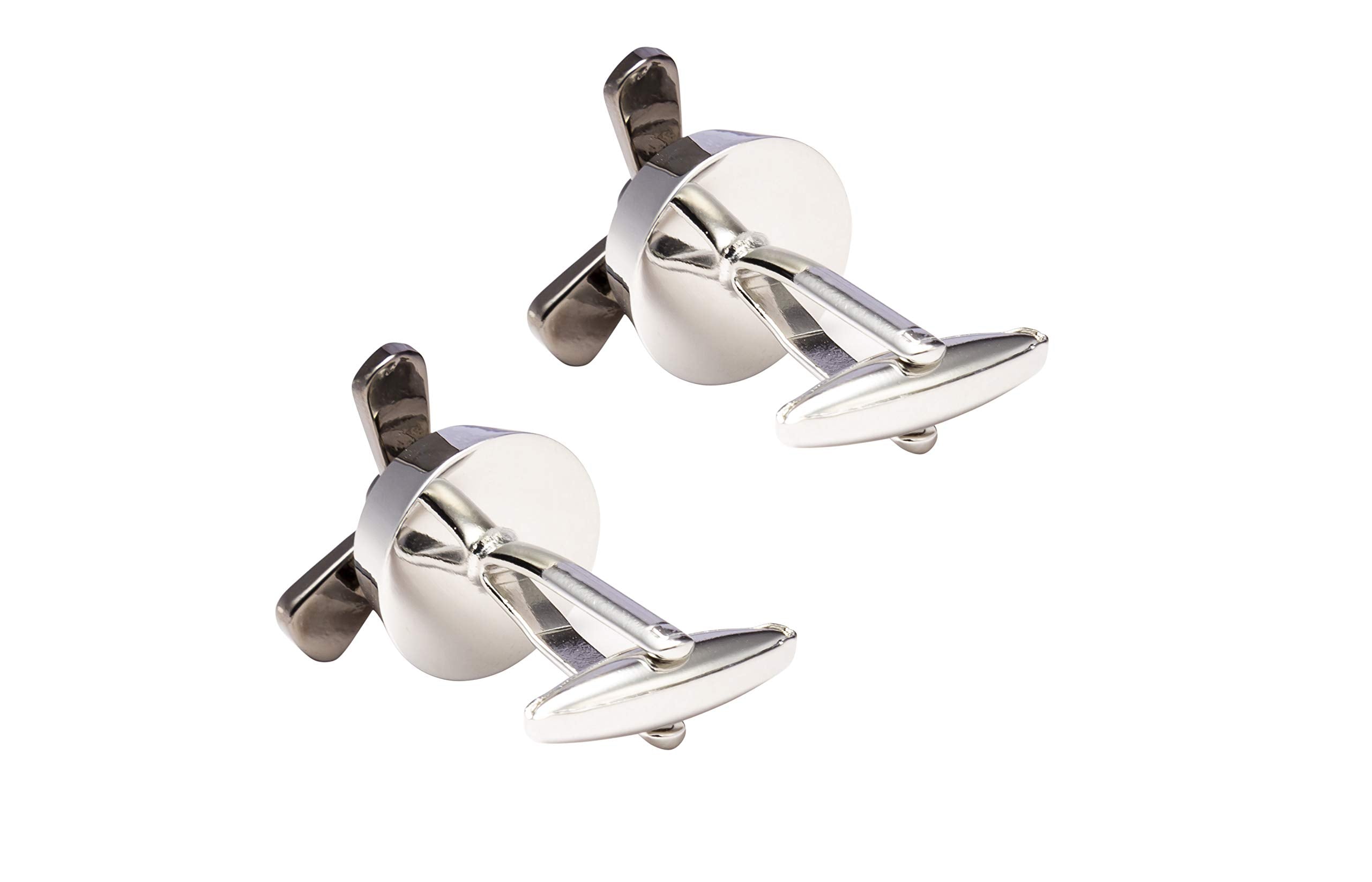 Knighthood Aeroplane Propeller Cufflinks for Men Silver & Gun Metal Shirt Cuff Links Business, Wedding Gifts with Gift Box
