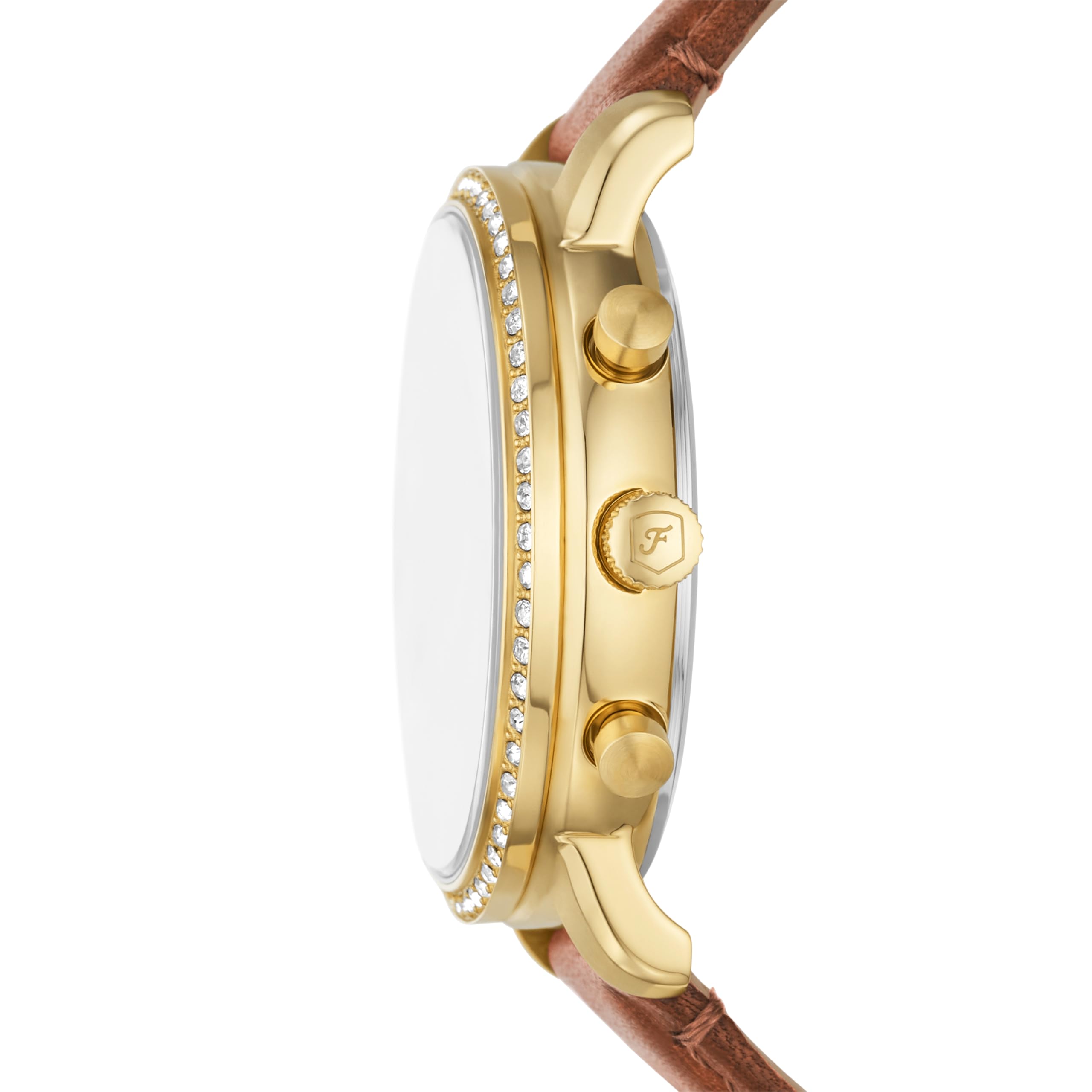 Fossil Women's Neutra Quartz Stainless Steel Chronograph Watch, Color: Gold/Brown Leather (Model: ES5278)