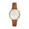 Fossil Women's Neutra Quartz Stainless Steel Chronograph Watch, Color: Gold/Brown Leather (Model: ES5278)