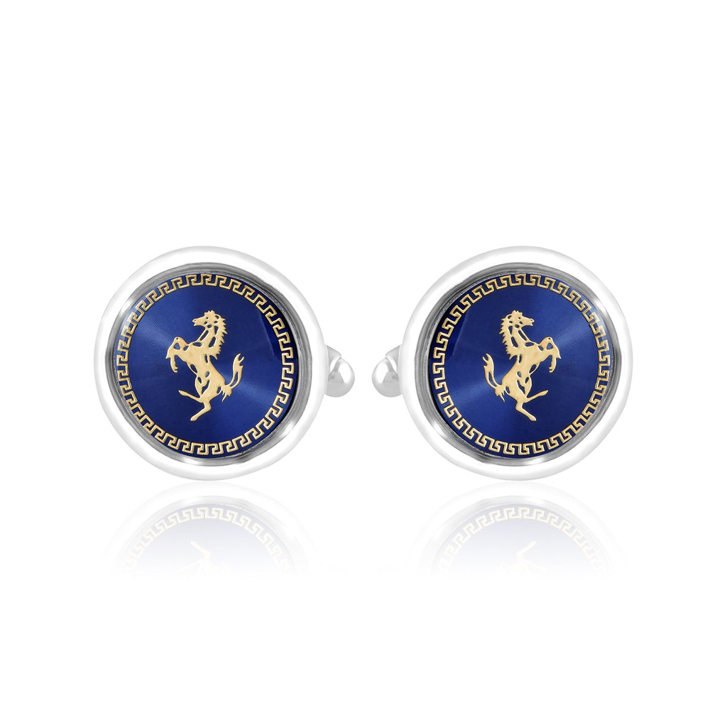 MIAMI Jewellery Cuff Links Cufflinks Set for Mens Boys Man Boy Formal Shirts Cufflinks for Men Blue Horse Valentine Gifts - Cufflink-M9103, Medium, Mother of Pearl, diamond