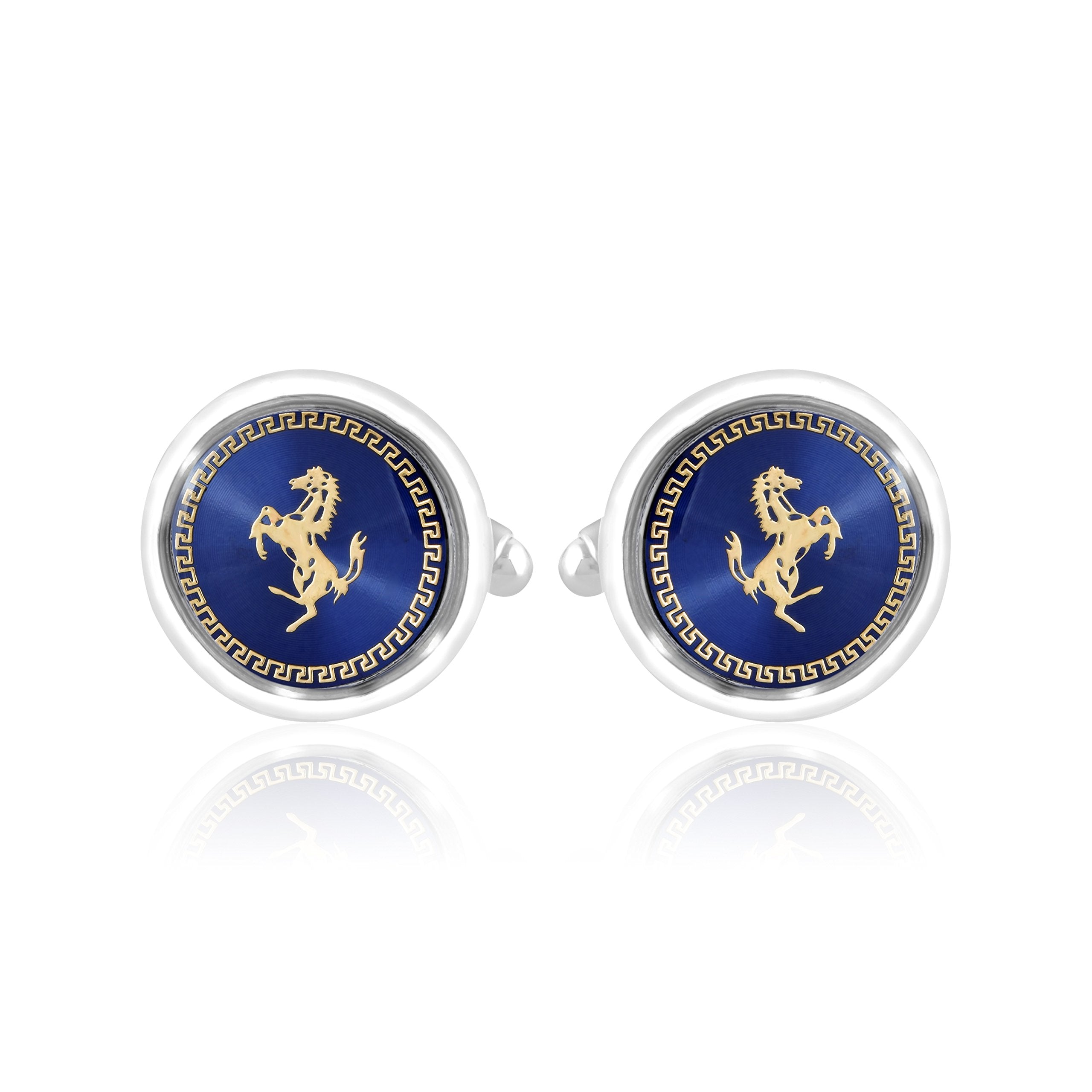 MIAMI Jewellery Cuff Links Cufflinks Set for Mens Boys Man Boy Formal Shirts Cufflinks for Men Blue Horse Valentine Gifts - Cufflink-M9103, Medium, Mother of Pearl, diamond