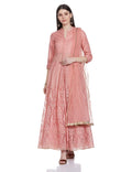Biba Dusky Pink Front Open Anarkali Suit Set