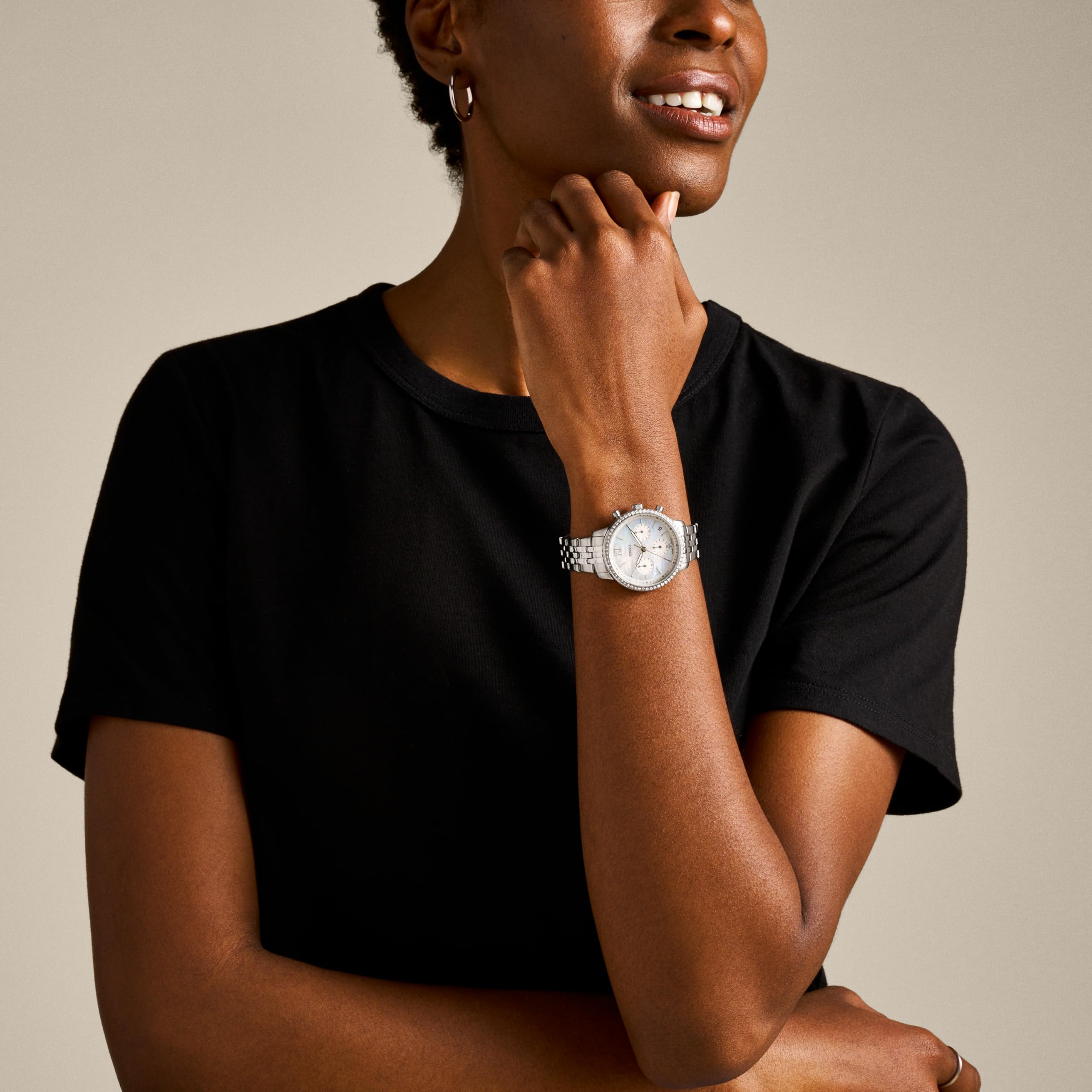 Fossil Women's Neutra Chronograph Silver Stainless Steel Bracelet Watch (Model: ES5357)