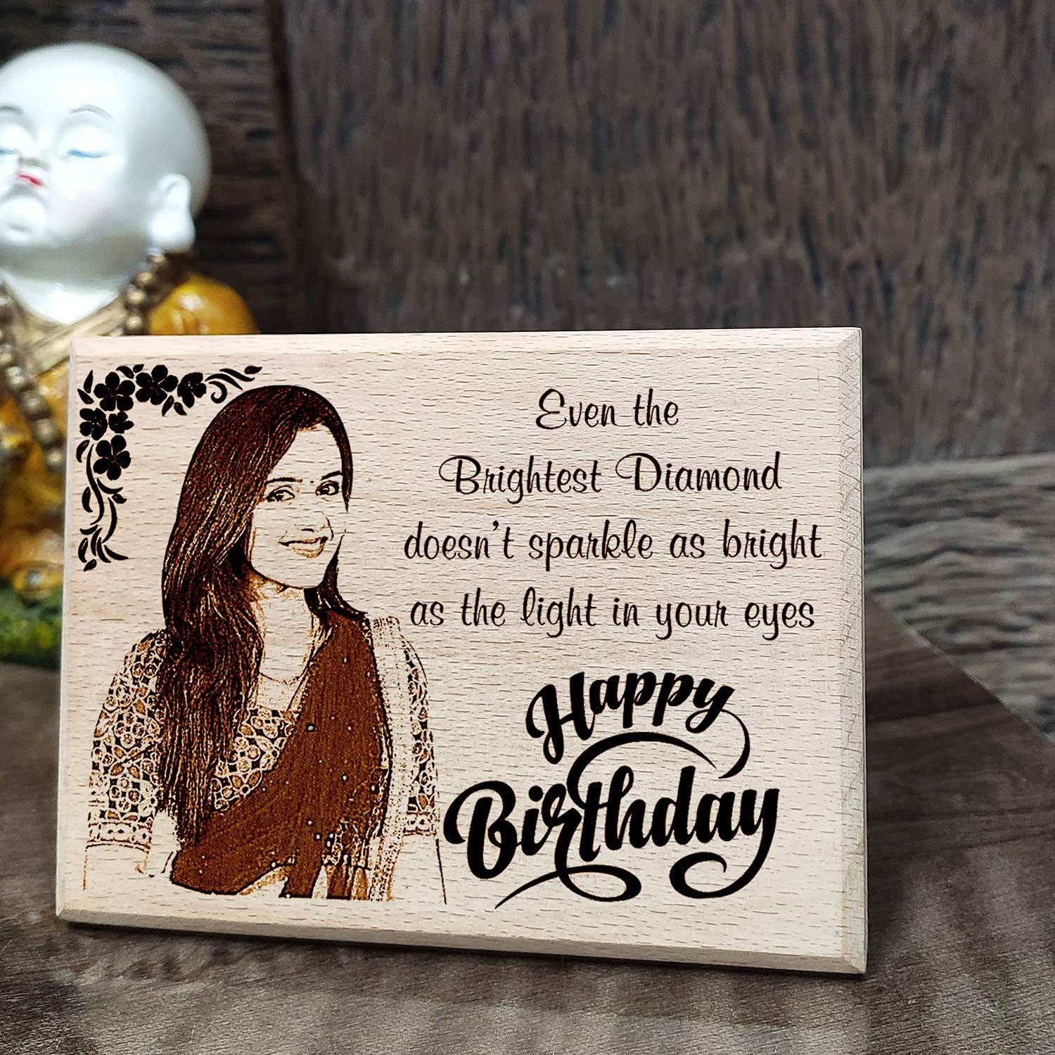 GFTBX Birthday Gift for Sister - Personalized Engraved Wooden Photo Frame with Photo Upload | Customized Gifts for Sister on her Birthday | Personalized Gifts for Birthday | Sister Gift (5x4in, Wood)