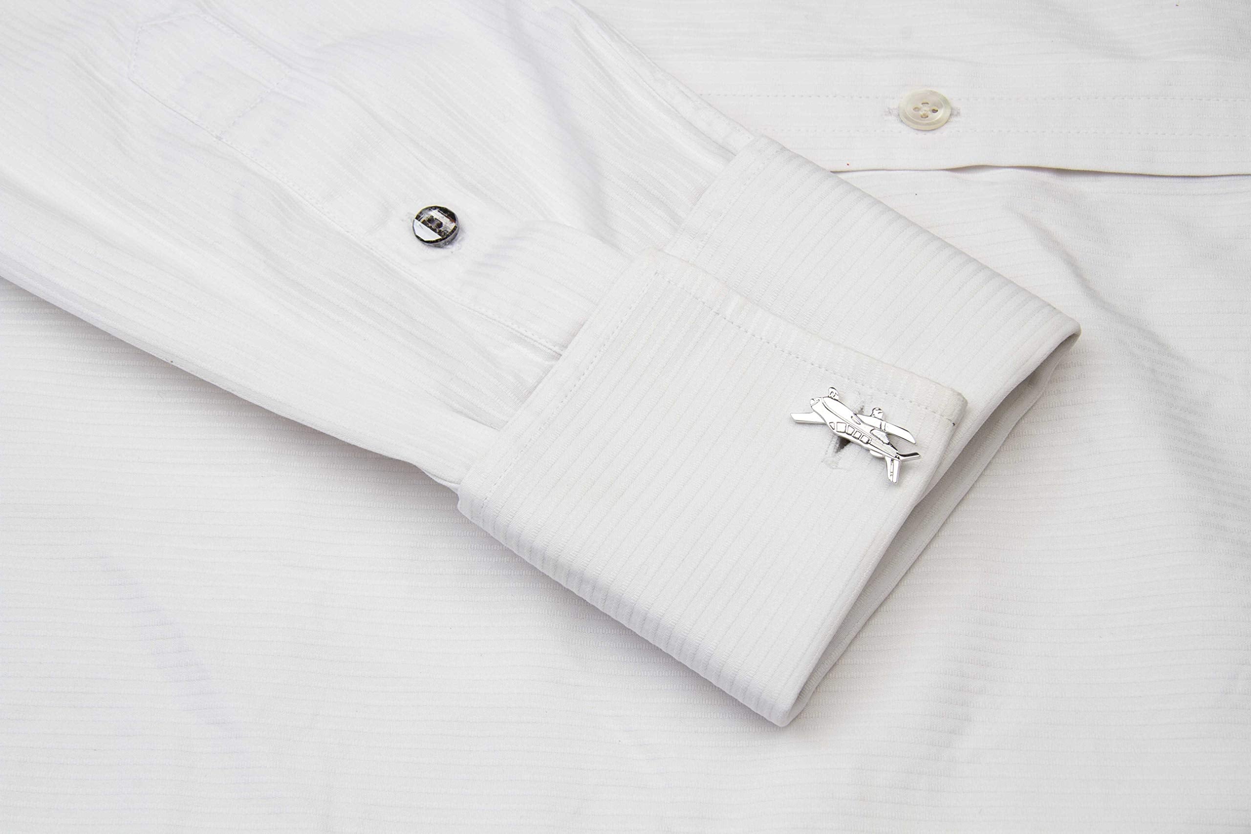 Knighthood Executive Aviation Piper Plane Cufflinks for Men Silver Shirt Cuff Links Business, Wedding Gifts with Gift Box