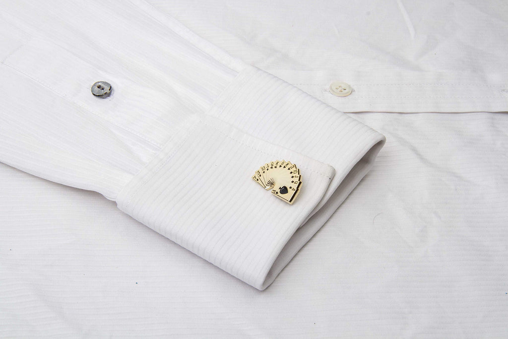Knighthood Playing Card Cufflinks for Men Gold Shirt Cuff Links Business, Wedding Gifts with Gift Box